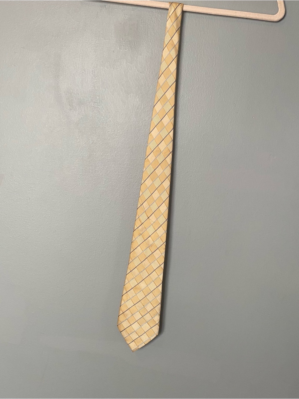 Classic Bruno Rossi Men’s Yellow Check 100% Silk Tie